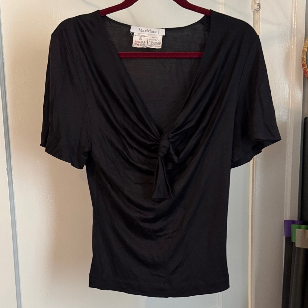 MaxMara Tie Front Black Top